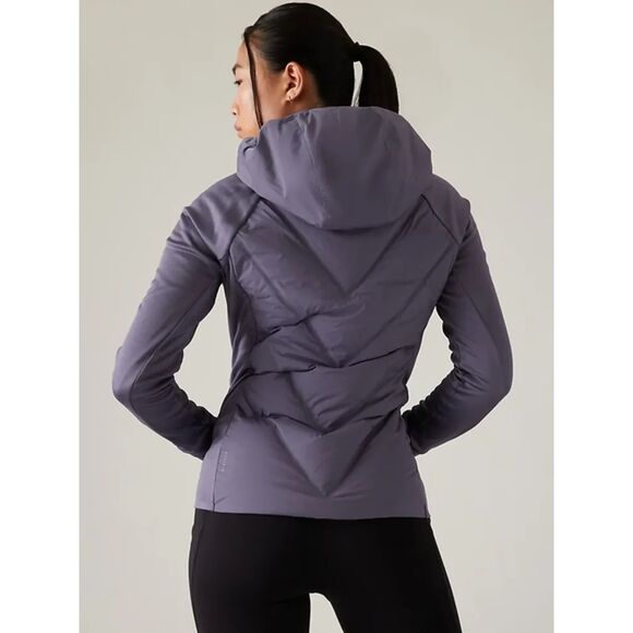 Athleta Inlet Jacket Nightfall Purple Size Medium Hood Insulated Puffer Stretch - Picture 3 of 12